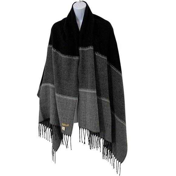 Manifattura Tessile Chiti Italian Acrylic Bold Stripe Scarf Body Wrap Fringed - Picture 1 of 4